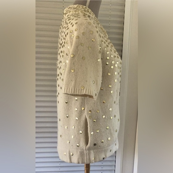 Y2K MANOUSCH CREAM WOOL BLEND EMBELLISHED OVERSIZED ZIP CARDIGAN - Picture 8 of 9